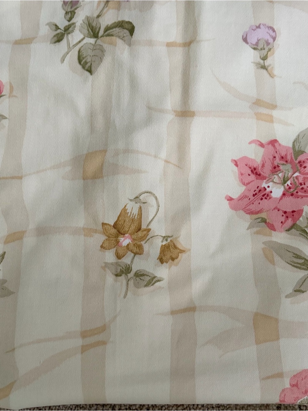 Floral Pink & Cream Vintage-Style Fabric Panel